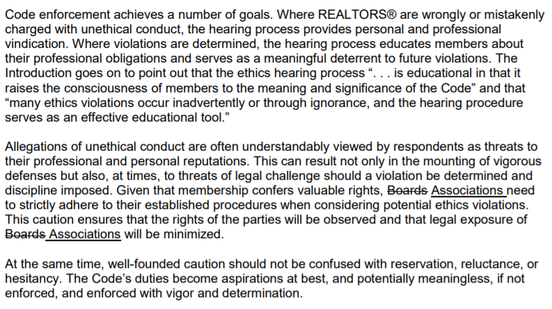 Enforcement can be used to "raise consciousness" and serve as "an effective educational tool." The Code's duties should be "enforced, and enforced with vigor and determination."