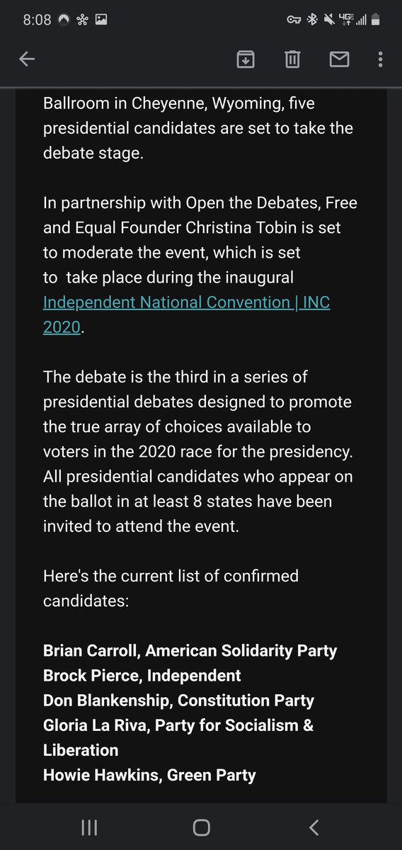 Now, that everyone has had their fill of Trump and Biden., how about hearing what Independents and small partiers think? Listen tomorrow at 6 pm Mountain Time for the Open Presidential debate hosted by <a href="/freeandequal/">Free & Equal Elections</a>

<a href="/AJEnglish/">Al Jazeera English</a> listen in to what non-DCers have to bring to the US