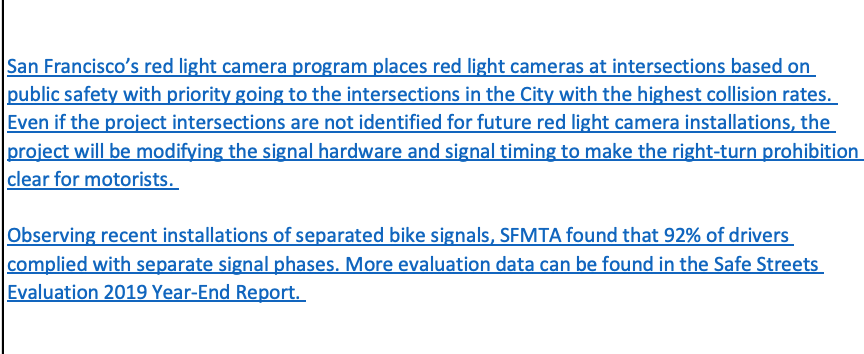 DeadlyDriversSf's tweet photo. I was reading through some of the SFMTA responses to public comment for the Folsom quick build project earlier and see the SFMTA is still doubling down on the efficacy of no right on red signals without photo enforcement https://t.co/gayehwrT2s https://t.co/tL5xvlr9yX