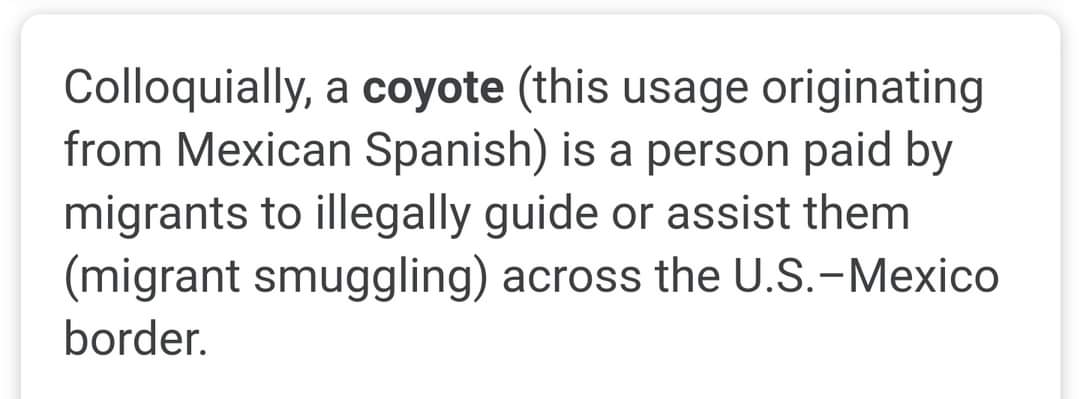 JesseOl05738077's tweet photo. Th ou s is for all the democratic idiots and ignorant people who dont know what trump meant when he said coyote #FinalDebate https://t.co/7uEZyCeBtN