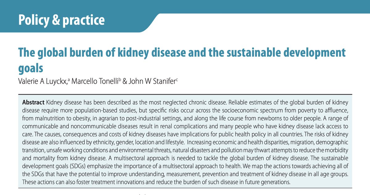 On  #UNDay, we invite you to read  @valerie_luyckx, ISN Advocacy Working Group Member, in the Bulletin of the  @WHO "The global burden of kidney disease and the sustainable development goals".  https://www.who.int/bulletin/volumes/96/6/17-206441/en/  #UN75  #NCDs  #buildbackbetter  #kidneyhealth