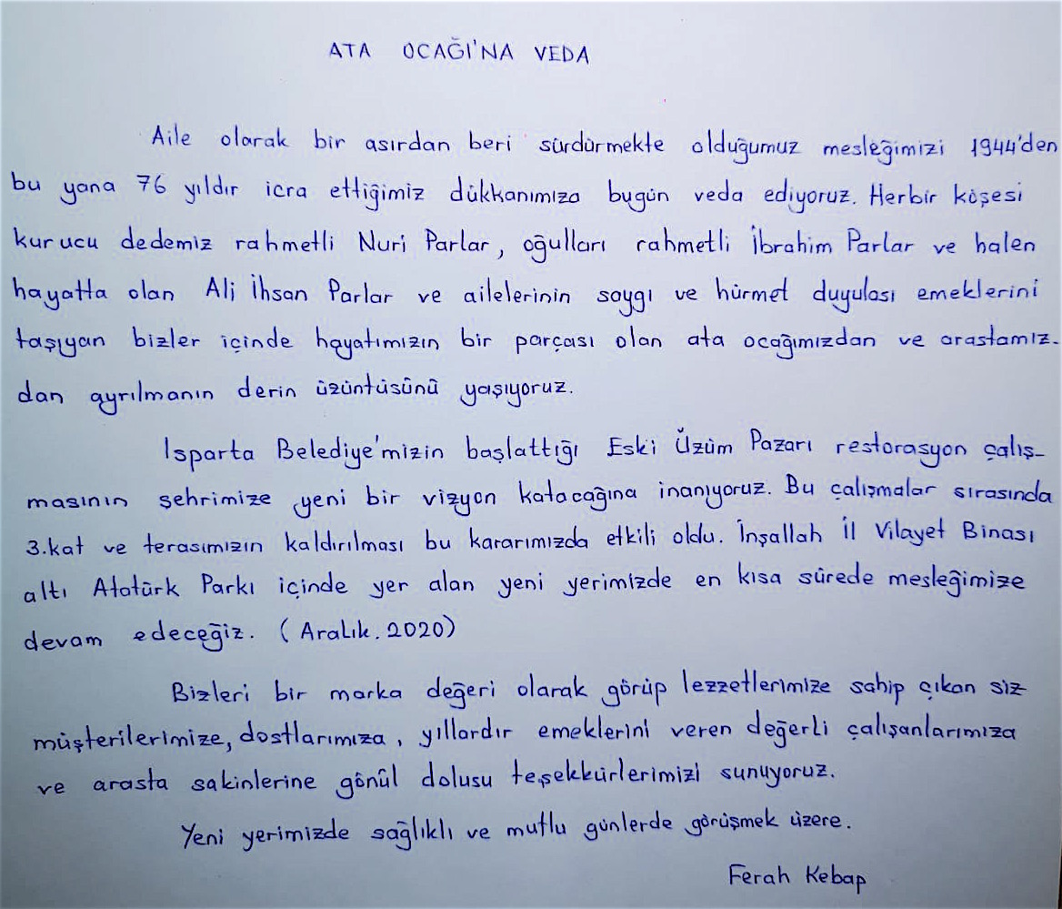FerahKebap's tweet photo. "Ata Ocağı'na Veda"
İşletmecimiz Nuri Parlar'ın kaleminden..

https://t.co/30mzml6uLI https://t.co/cFhfjlIpMI