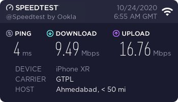 nehalrg's tweet photo. @GTPL_Hathway i live in gandhinagar have been requesting your team since last 2 month regarding speed i took 40mbps plan have also submitted tickit for checking my speed but tickit automatically close even its not be resolve the problem and it happen multiple time plz take action https://t.co/jzVhsPqM27