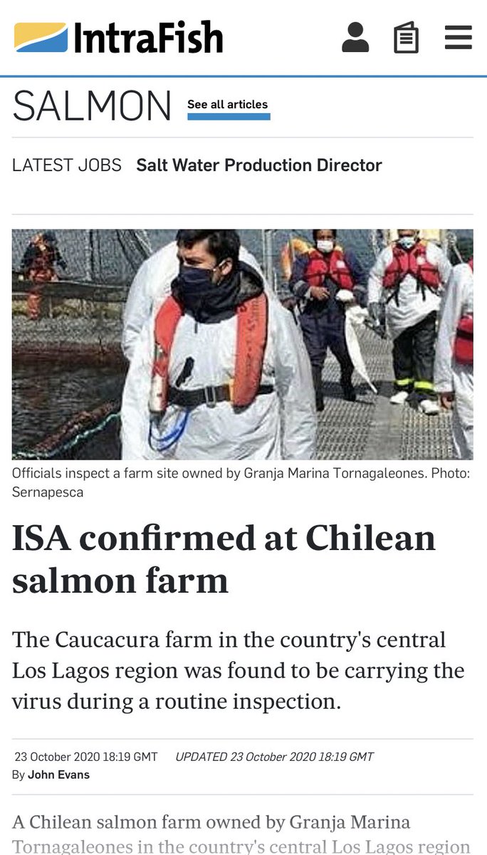 Detection of ISAv positive fish in Chile. #salmon #aquaculture #fishdisease