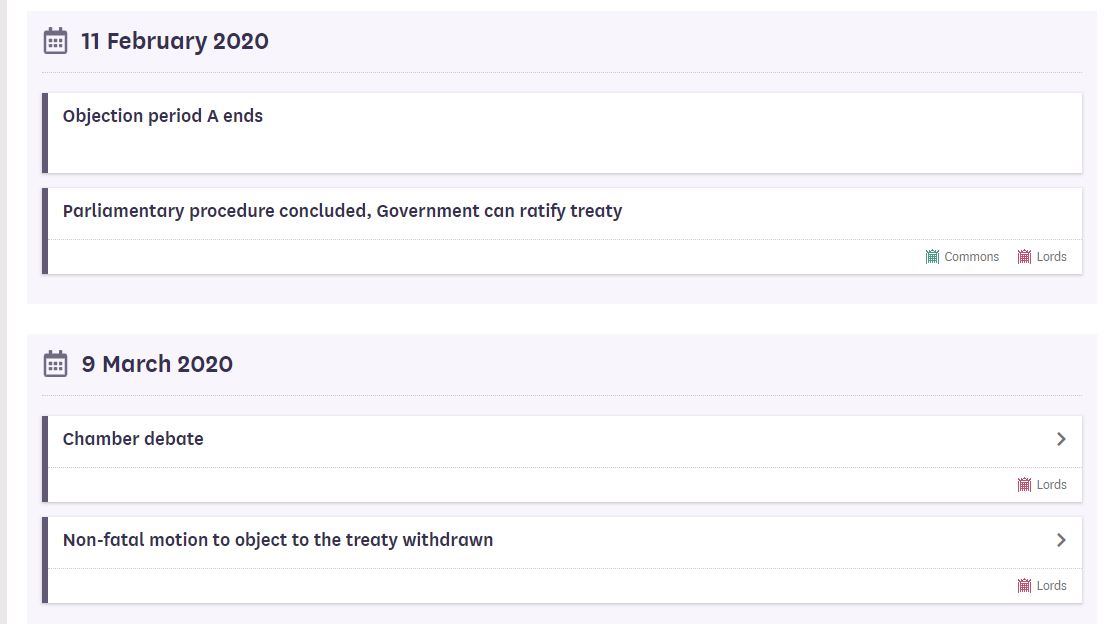 Occasionally Peers do have concerns and attempts to bring it to the attention of the House – as happened here with Morocco over the status of Western Sahara. Unfortunately, the CRAG timeline meant the debate actually happened AFTER the treaty was automatically ratified..! 7/