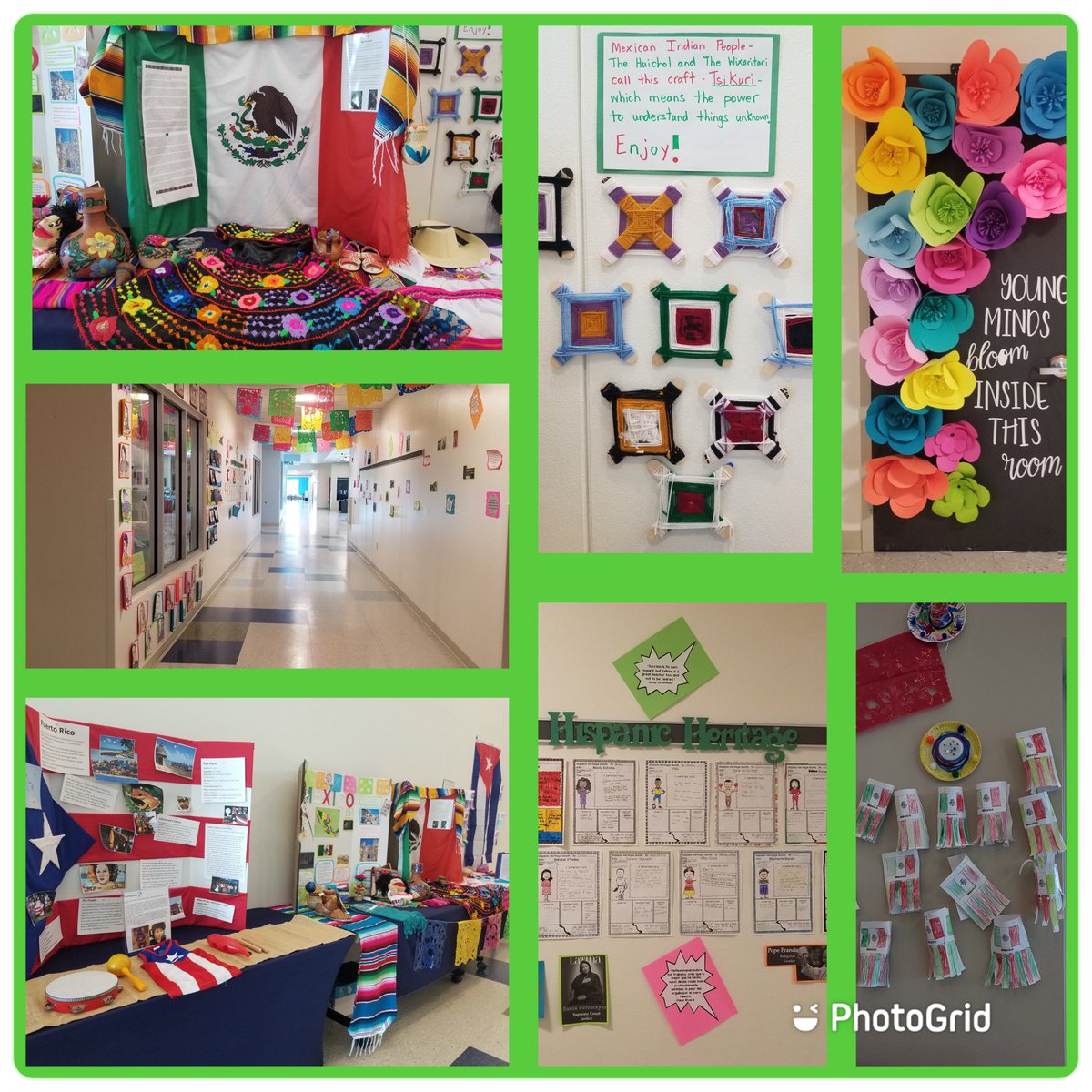 Just a few of the many awesome Hispanic Heritage Month projects and displays by our staff and students at Pierson Elementary💚 #gocubs #PESistheBEST #celebratehispanicheritage