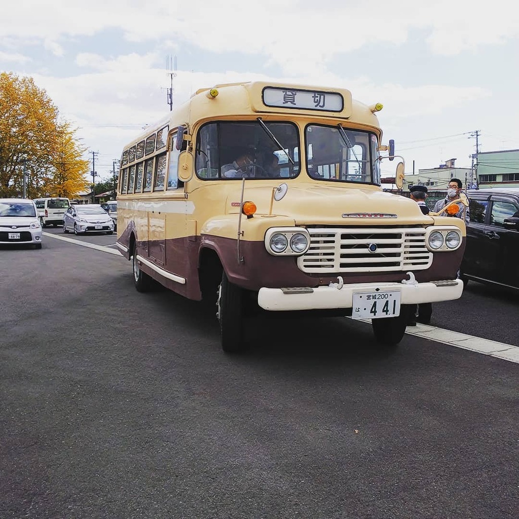 栗原市栗駒の町をボンネットバスが運行中！】 #車好き #バス #車