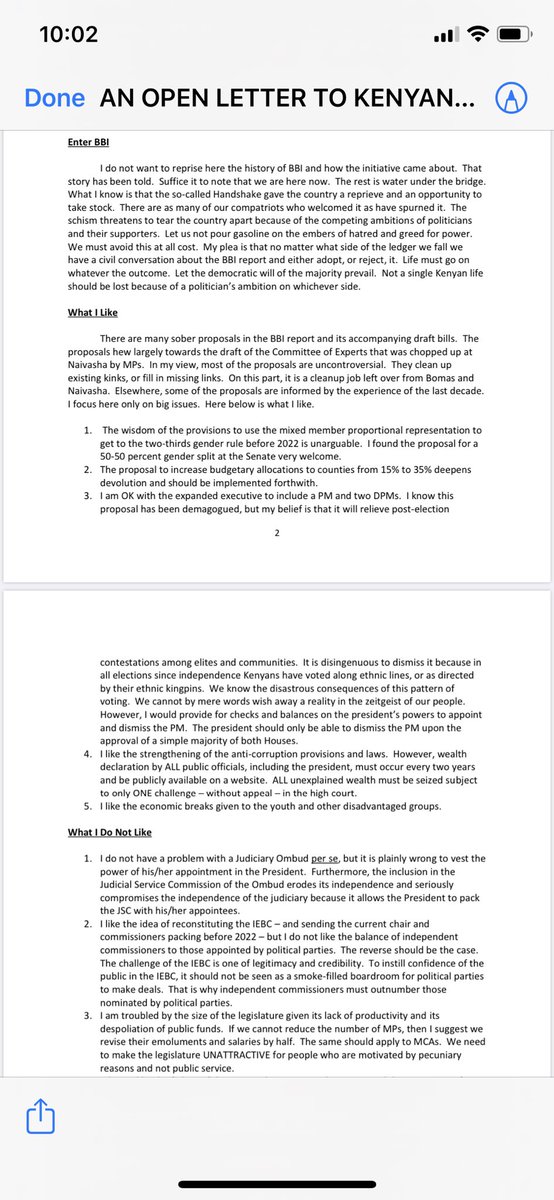 makaumutua's tweet photo. I have now fully read and digested the BBI report. In this Open Letter, my take is neither black, nor white. It’s nuanced. I back most proposals, equivocate on some, and reject others outright. I also outline things I would like see included. In the end, the people will decide. https://t.co/09cB2n9Zep