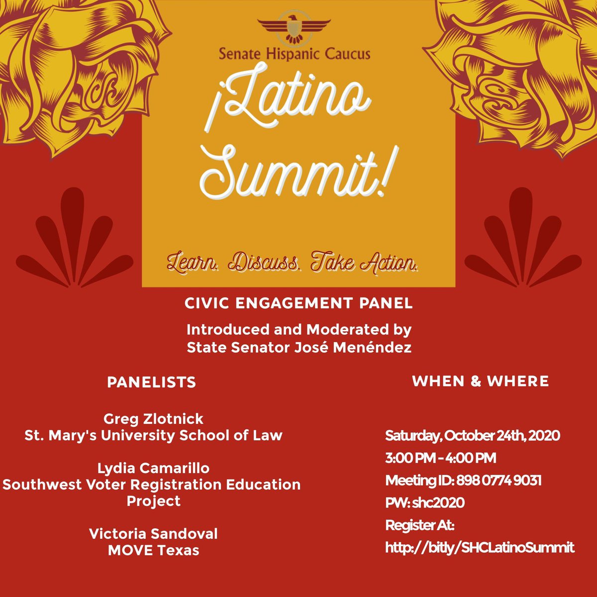 2020 Latino Summit 3:00pm-4:00pm - Panel on Civic Engagement  #txshc  #txlege