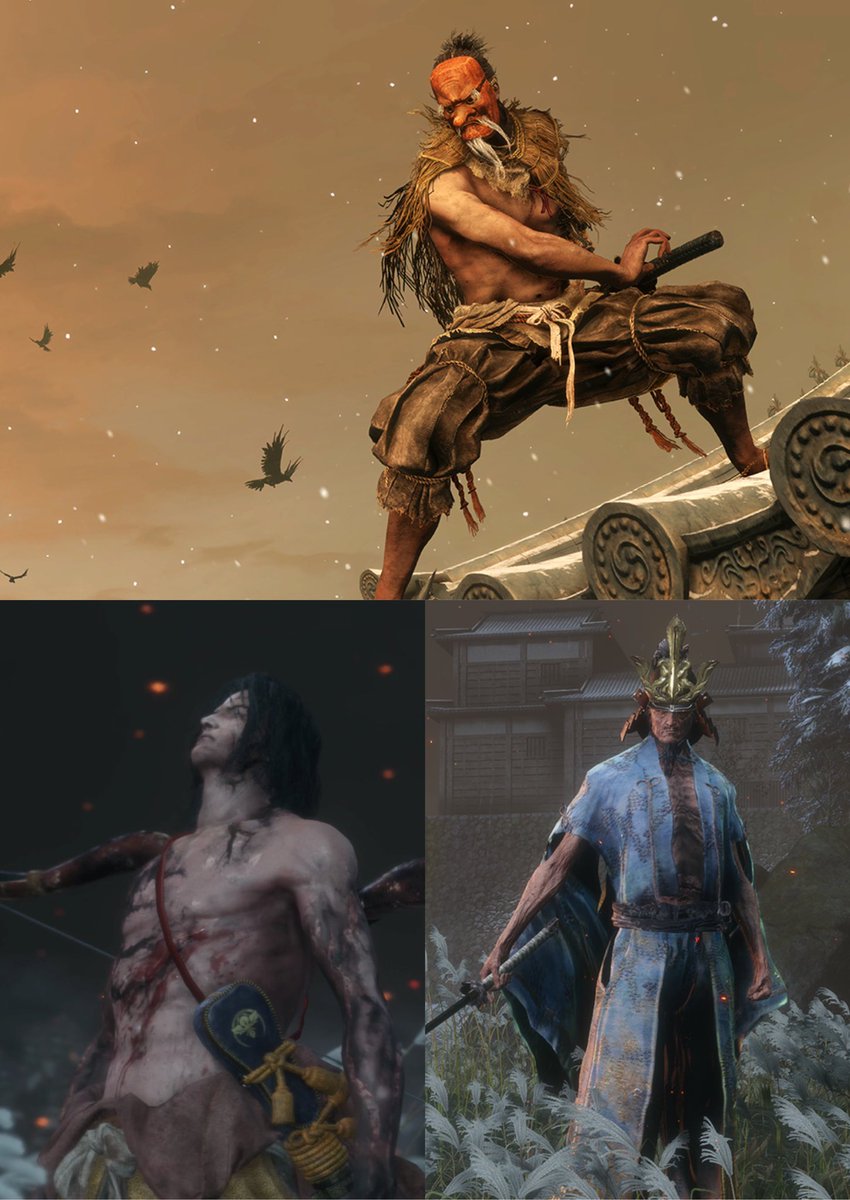 Women in Sekiro: big gun, big sword big spear with hyper armor, even the most light-dress wears normal clothes Men in Sekiro: half naked all the time for no reason, start stripping mid-battle, flimsy flowing bath robe offers no protection whatsoever