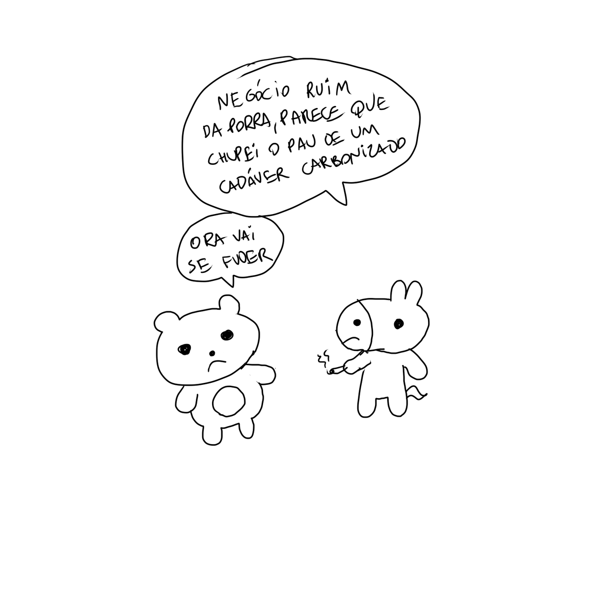 uma vez eu estava bêbado e fumei maconia
cheguei em casa ainda bêbado e fiz uma tirinha sobre a experiência 