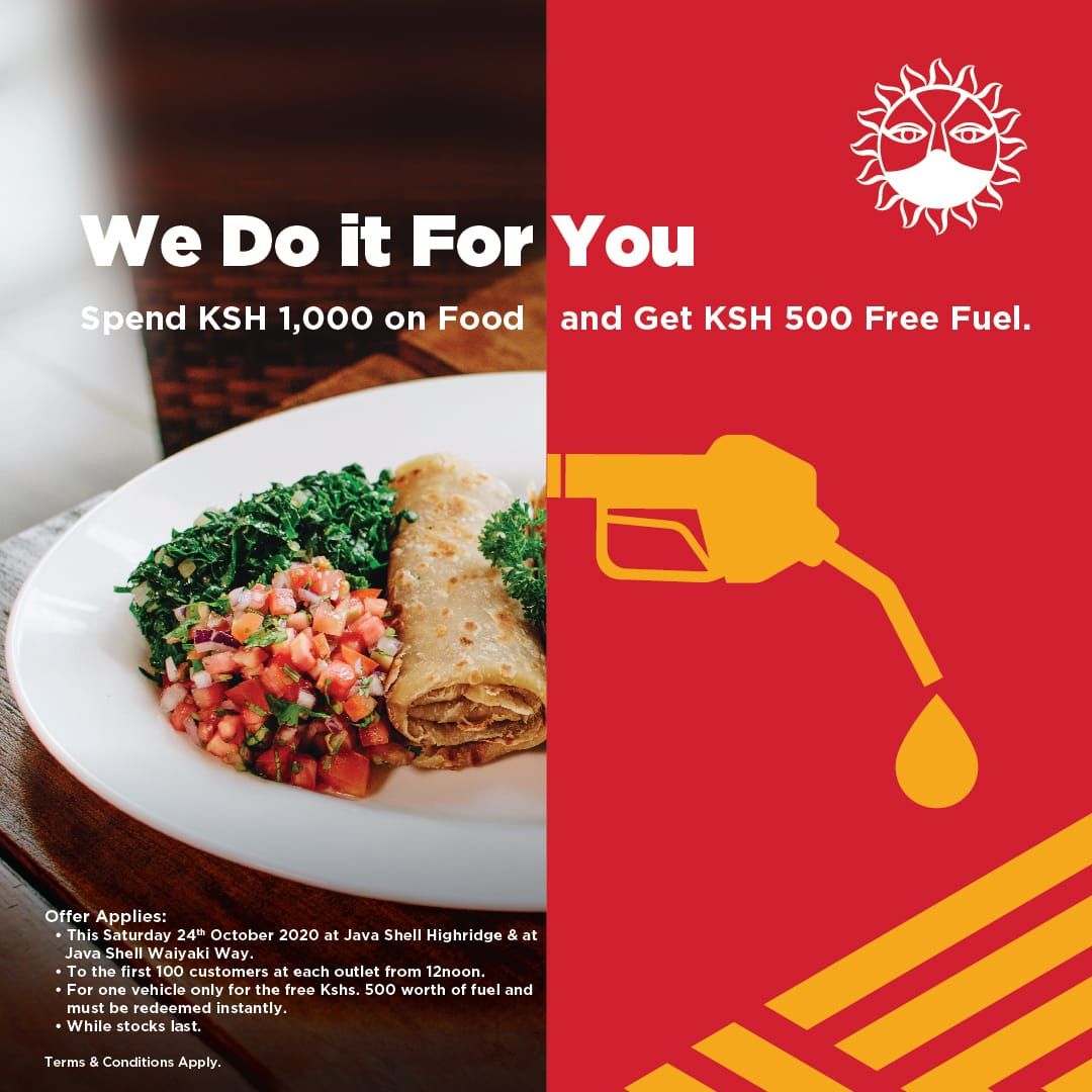 cirunjoroge_'s tweet image. #tupataneshell 
At Java Shell Highbridge and at Java Shell Waitaki Way, as of noon you can spend 1k on food and then get kshs 500 free fuel, here's @Shell_Kenya and @javahouseafrica appreciation for you, tell a friend to tell a friend to tag along.