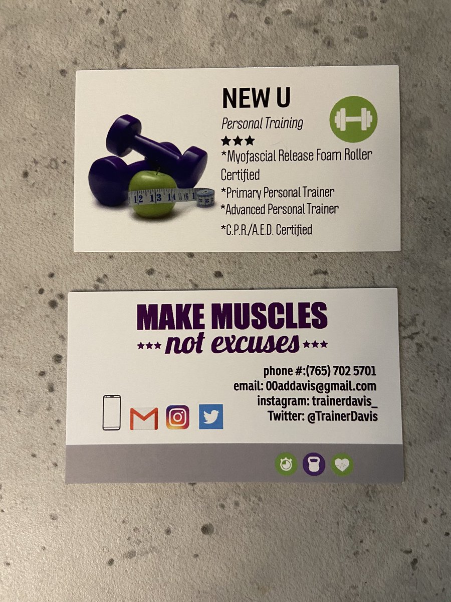 TrainerDavis's tweet photo. New business cards! Front and back https://t.co/tzNreAwBOr