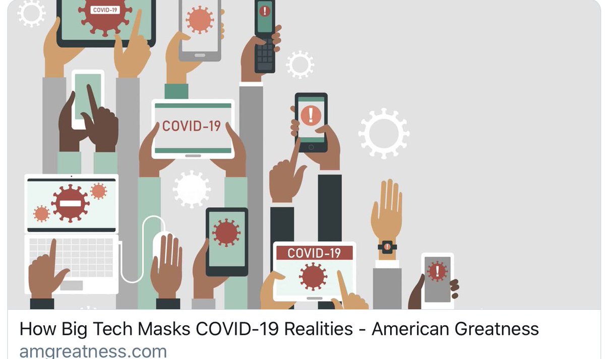 ‘How Big Tech Masks COVID-19 Realities’by Julie Kelly“It’s a combination of Orwell & Kafka,” Dr. Scott Atlas, the president’s new coronavirus advisor said...warns the country is in dangerous territory if people who show data... @POTUS  @SWAtlasHoover  https://amgreatness.com/2020/10/19/how-big-tech-masks-covid-19-realities/