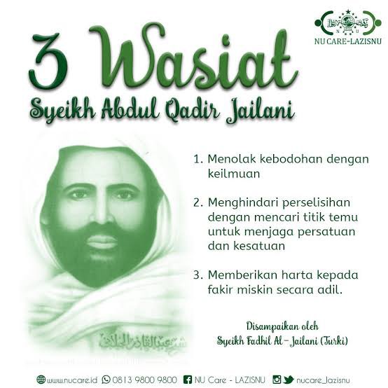 SayyidAutad's tweet photo. 3 WASIAT Tuan Syekh Abdul Qadir al-Jaylani Sultan Awliya R.A
#syekhabdulqadjr #waliallah #raja #nya #wali2 #waliqutub #karomah #penyair #waliallah #sultan #sultanawlia https://t.co/F6adjTs8nZ