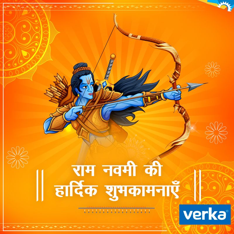 Verka_Coop's tweet photo. This Ram Navmi, may Lord Ram bless you and your loved ones with happiness, health, and success. Verka extends its warm greetings on the auspicious occasion of Ram Navmi. 
#ramnavami #ramnavami2020 #JaiShriRam #lordrama #sita #lordram #rama #JAISRIRAM #hanuman #sitarm #JaiShreeRam https://t.co/FA35O33qQc