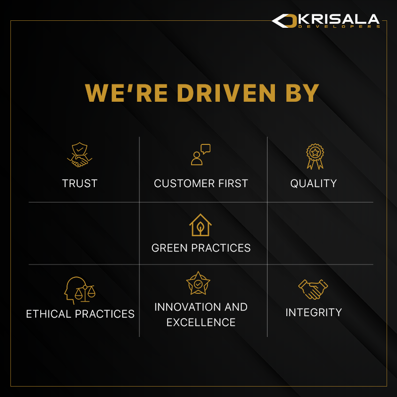 Our core values inspire and shape our culture.

#TheKrisalaLifestyle #KrisalaHomes #GreenHomes #KrisalaDevelopers #PuneRealEstate