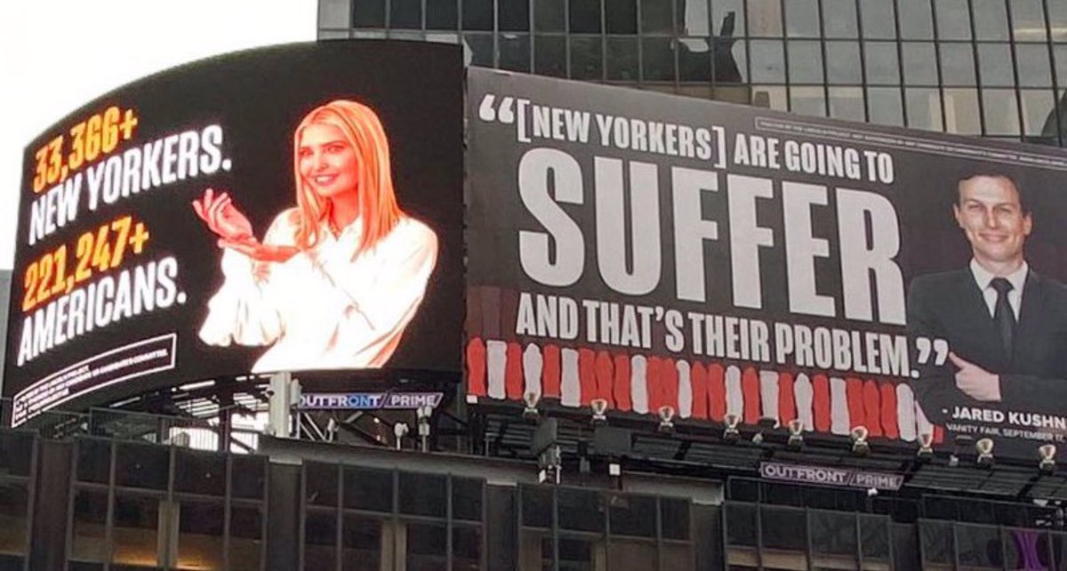 kurteichenwald's tweet photo. Let’s get #BillboardForJavanka trending. Support @ProjectLincoln which Jared and Ivanka are threatening to sue for the billboard below. Dozens already responded by making it the banner on their twitter profile. Join in! Let’s back Lincoln Project by spreading #BillboardForJavanka https://t.co/fIh3LTwTJN