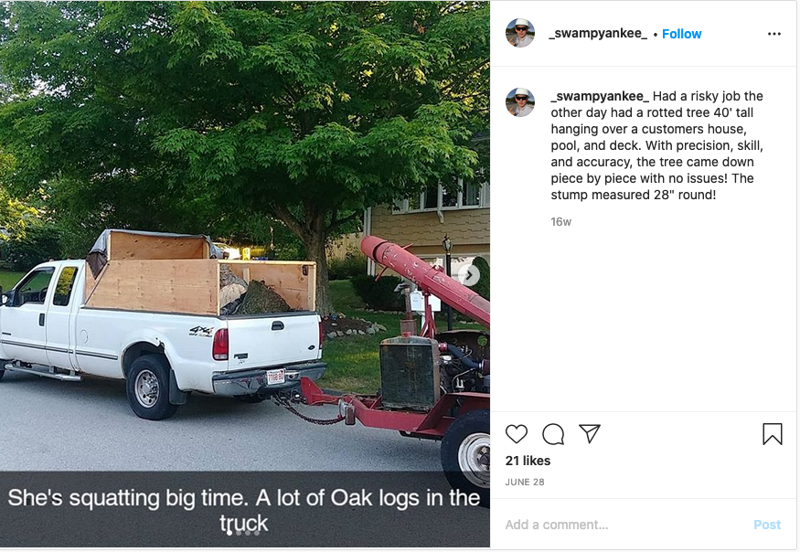 5/ And here's that plate coming back to him.On his Instagram account, "_swampyankee_," Oliver routinely posts pictures of his truck-- same year/make/model, same dents in the fender, and yes, same license plate.