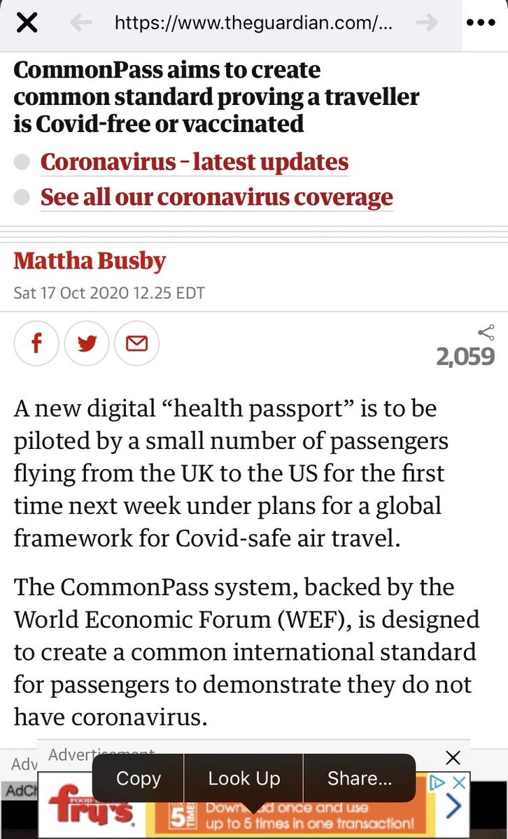 Where does China tie into all of this? Well...it seems I’ve been given a new piece to the puzzle:Perhaps  #rockefeller has more involvement than just the  #commonpass?  https://www.theguardian.com/world/2020/oct/17/digital-health-passport-trials-commonpass-travel-covid-19  https://twitter.com/hongkongnewera/status/1319692909407473666