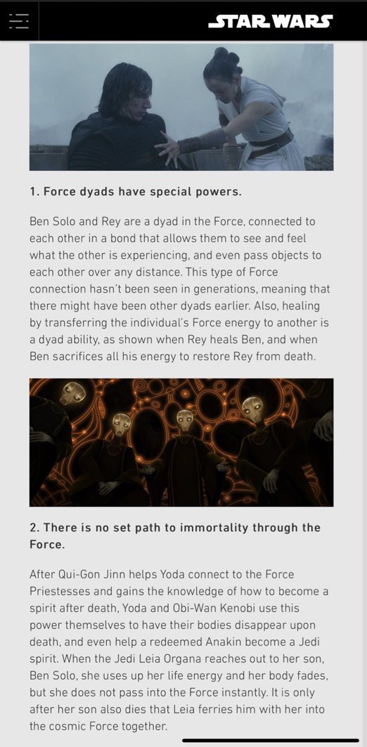 People are freaking out about this for a couple reasons. Let’s talk: 1. It says Force healing by energy transfer is a Dyad ability. Which makes people yell “BUT THE SNAKE! BUT THE CHILD & GREEF.” But it does *not* say that the Dyad can only use it on each other.
