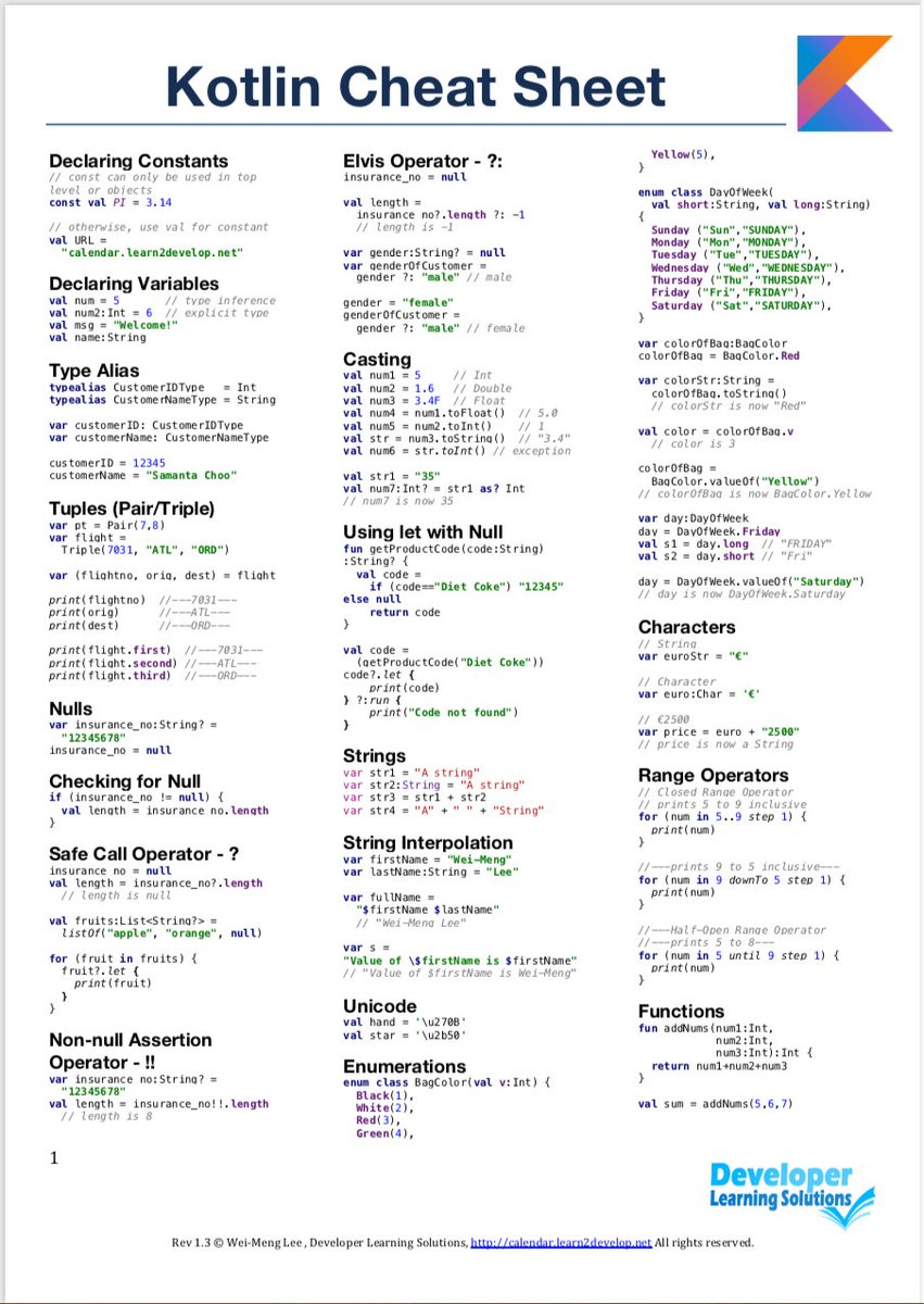 piashcse's tweet image. #kotlin #cheat_sheet
