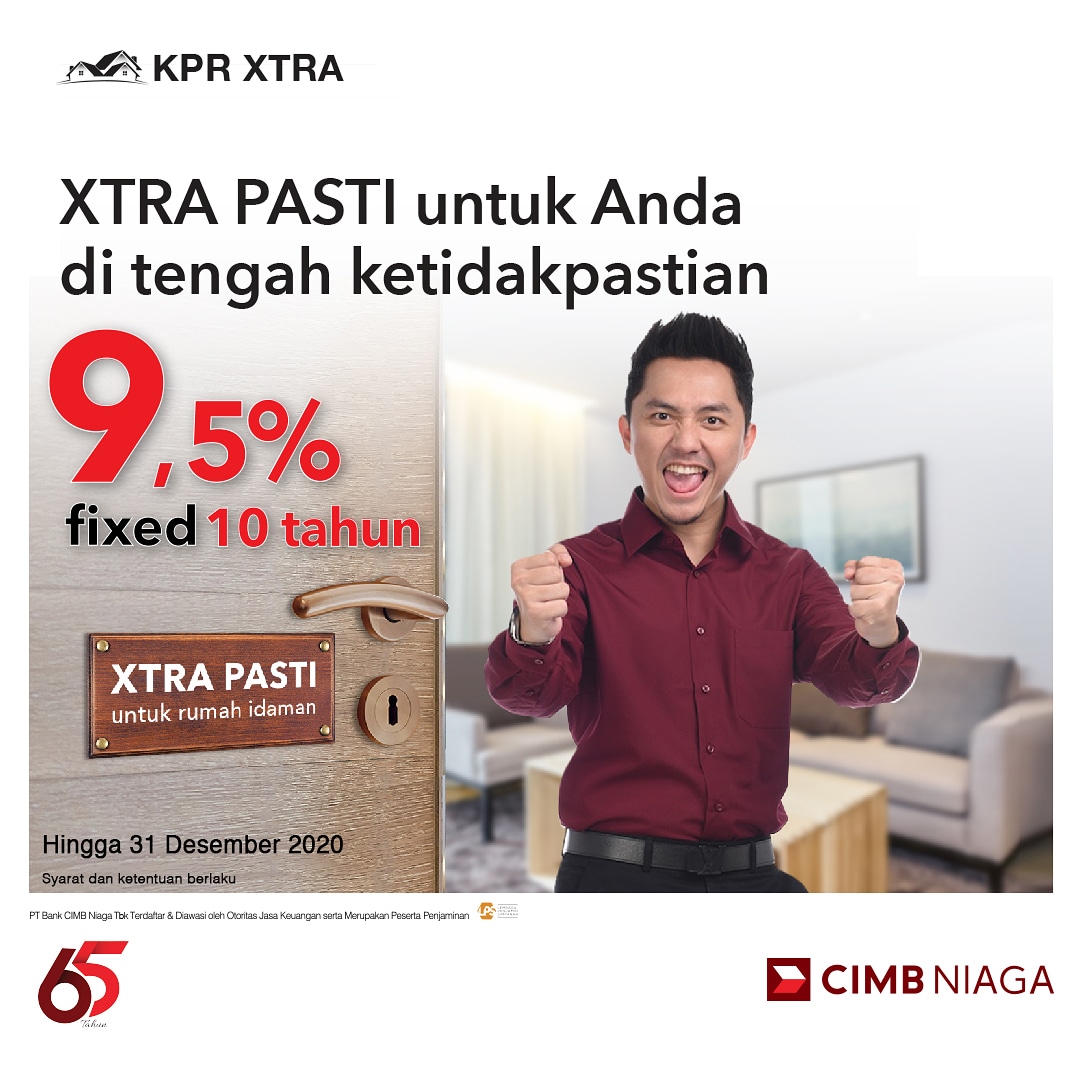 CIMBNiaga's tweet photo. Saatnya miliki rumah idaman dengan penawaran Xtra Pasti 9,5% fixed 10 tahun. Hanya sampai 31 Desember 2020
Yuk, ajukan KPR Xtra sekarang juga, Untuk info lebih lanjut kunjungi https://t.co/zTs9s2bHS6 atau hubungi 14041
S&K berlaku.
#CIMBNiaga
#KPRCIMBNiaga
#KPRXtra
#RumahIdaman https://t.co/YWqJIjmAh0