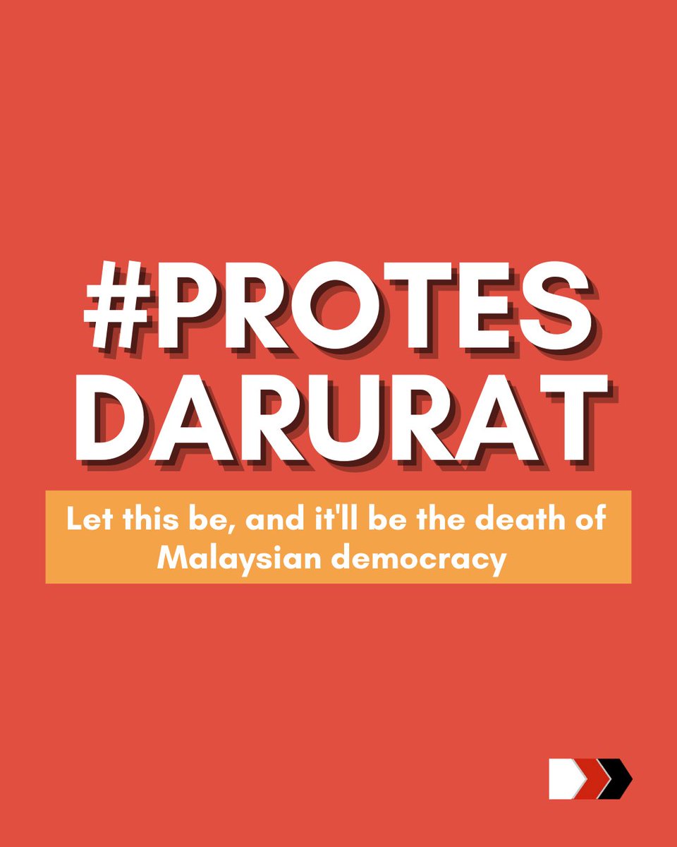 If we allow a state of emergency to be declared, then it will be the death of Malaysian democracy.  #ProtesDarurat  #ProtestDarurat (1/5)