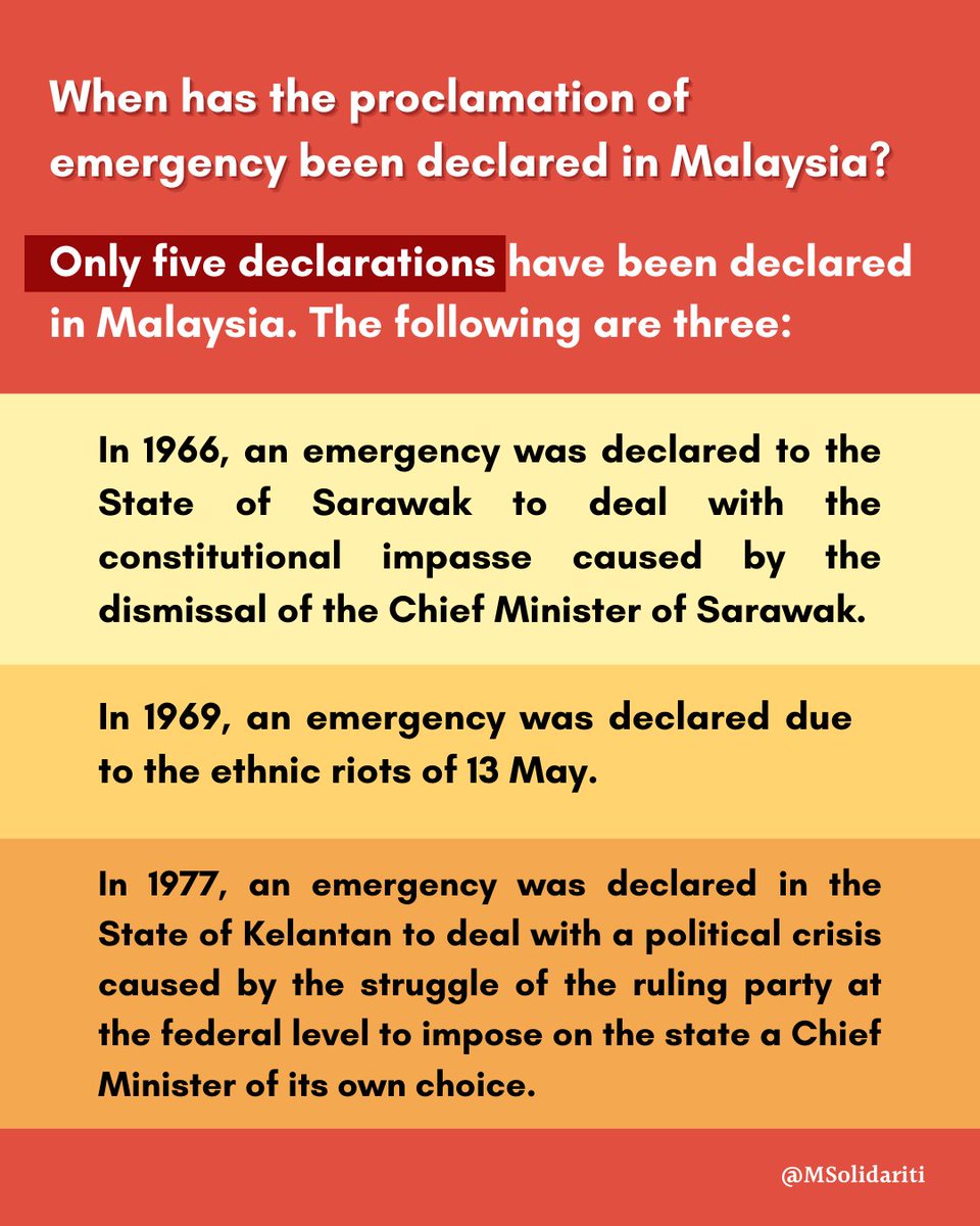 A brief introduction to what a state of emergency means, and what can happen under it.  #ProtesDarurat  #ProtestDarurat (2/5)