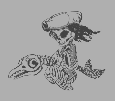 SpiritDefense's tweet photo. Happy Birthday Month #MonkeyIsland! In honor of your 30th, here's a skeleton pirate riding an ichthyosaurus concept art we didn't use! Thanks for all the laughs and inspiration! @thescummbar @mixnmojo #castledefense #towerdefense #IndieGameDev #gamedev https://t.co/6edT0xiaoK