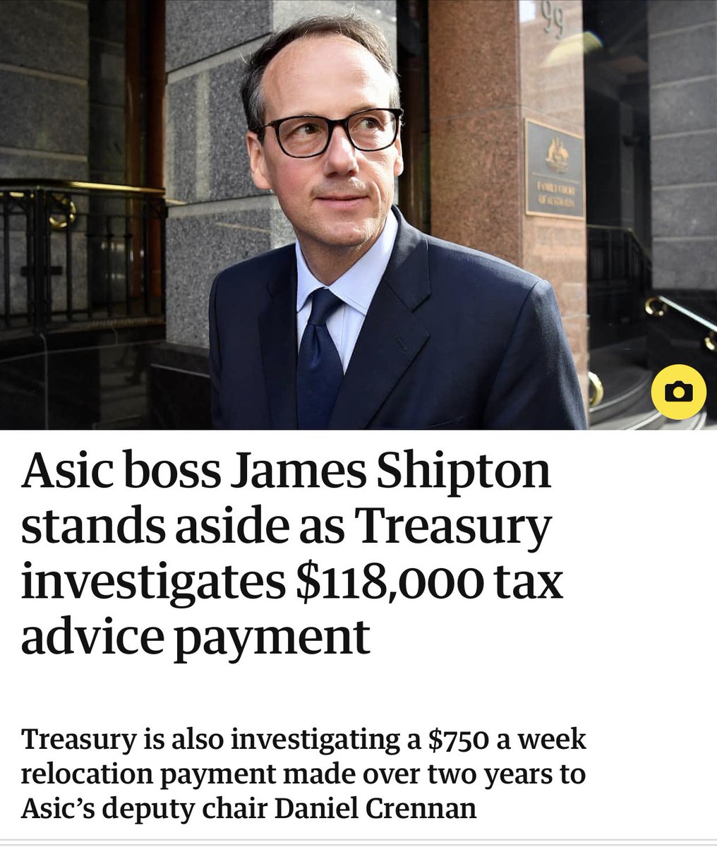 James Shipton is boss of ASIC - the corporate policeman. This story is not getting nearly enough attention given both he and his deputy have been implicated in a corruption scandal