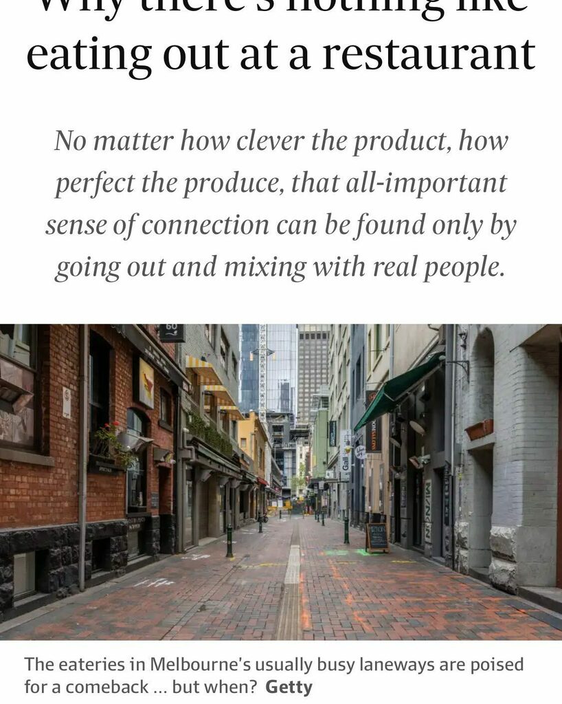 NeciaW's tweet photo. My column in the Weekend Fin today on why we canβt wait to go back to restaurants #dining #chefs #dinner #restaurants #eat #drink #melbournelockdown #savehospo #hospohour https://t.co/LpLRX1j8rF