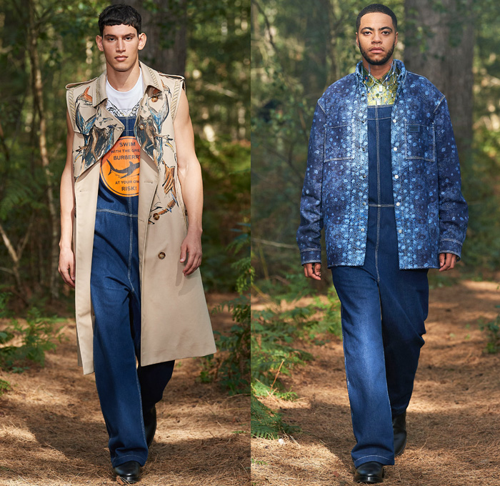 https://t.co/ZZKGl3VsbU Burberry 2021 Spring Summer Mens #Burberry #RiccardoTisci #BurberrySpringSummer21 #LondonFashionWeek #LFW #SS21 #Spring21 #Spring2021 #shark #tabard #vest #sleeveless #trenchvest #denim #jeans #overalls #onesie #jumpsuit #jeanjacket #denimjacket #fishnet https://t.co/u3xVVMeLyr