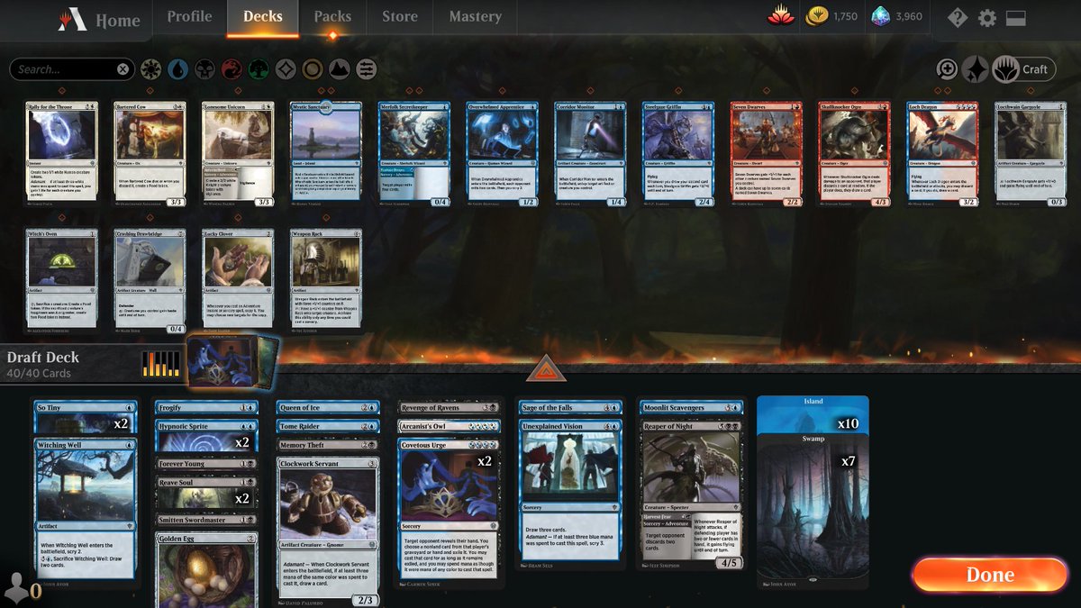 draftanddraftc1's tweet photo. Happy #throneofeldraine return day! Back at it with two good results, one trophy and a long ladder to go! Feels good when you rack up 2 early losses then go straight "Hercules" on this. #Icangothedistance @MTG_Arena https://t.co/FZWbPYtLM5