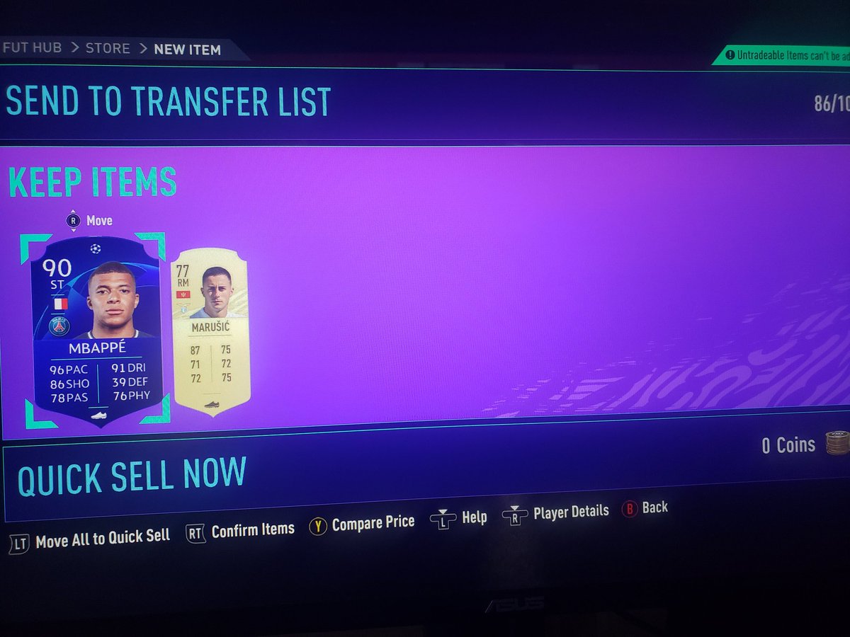 Balulera09's tweet photo. Nem acredito que ganhei um Mbappe em um pack bosta de dois jogadores inegociaveis de recompensa dos objetivos diarios 🤪 https://t.co/DdprEY9n68