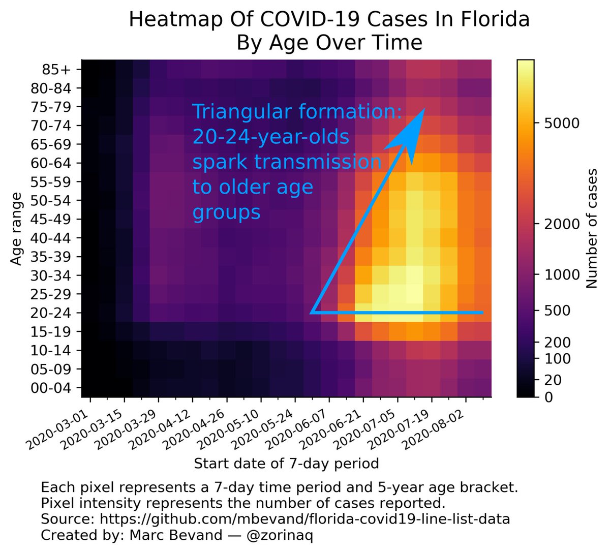 And we observe a surprisingly universal trend around the world: COVID outbreaks often start among the young, before propagating to older age groups7/n