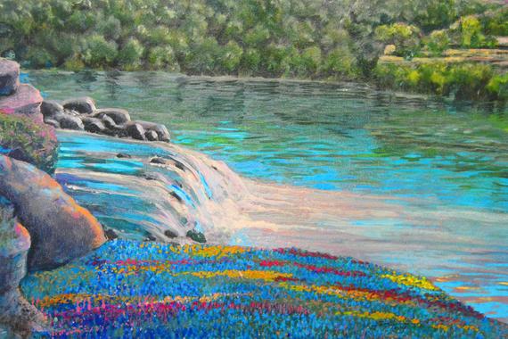 Waterfall, Rivers in Spring https://t.co/lrdiPzGiUI #waterfall #water #river #gicleefineart #aquablue #pink #nature #landscape #colorful https://t.co/lHS1fA7gkC