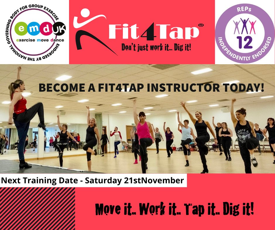 BECOME A FIT4TAP INSTRUCTOR TODAY ❤️ <a href="/Fit4Tap/">FIT4TAP Official</a>  independently endorsed by @REPsUK  and NOW EMD UK <a href="/EMDForLife/">EMD UK</a>  ❤️ fit4tap.com
fit4tap.com/events/become-…
#instructortraining #Online #tapdance #fitness #program #certified #dancefitnessinstructor