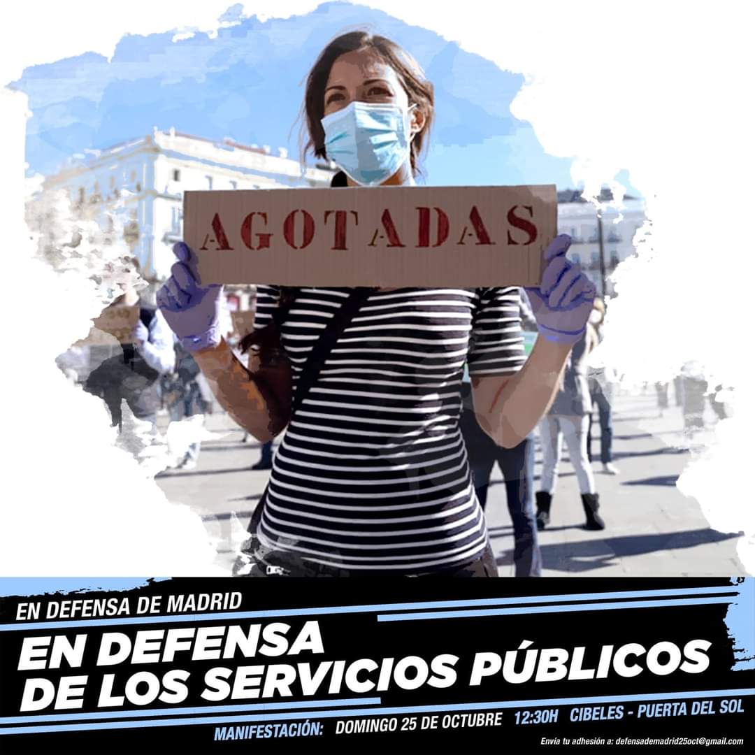 💪💚 Mañana todo Madrid sale a la calle en defensa de los servicios públicos. 

👉 A las 12:30h de Cibeles a Sol.