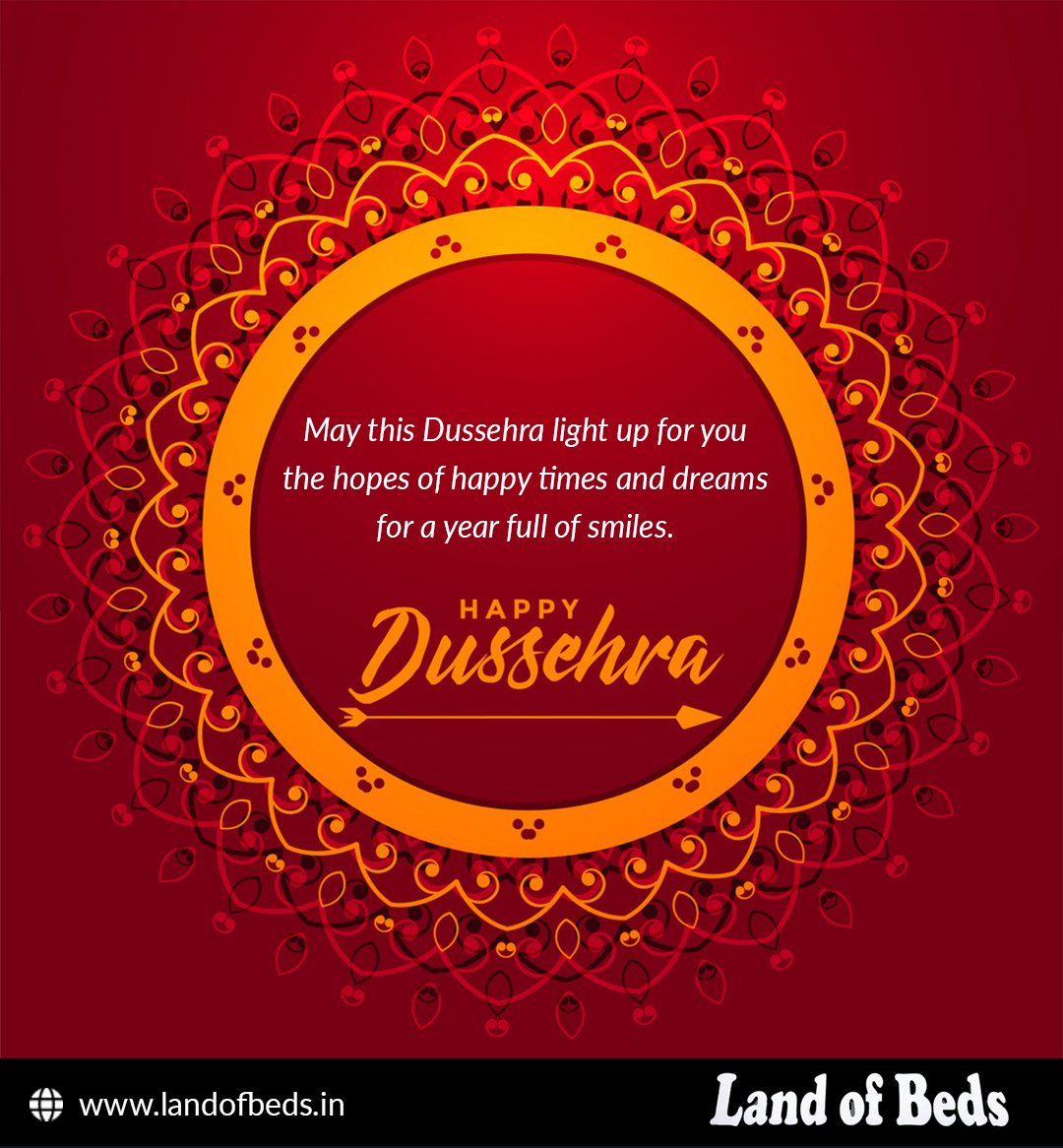 May this Dussehra light up for you the hopes of happy times and dreams for a year full of smiles.
.
.
.
#Dhushera #Happydussehra  #Durgapuja #Vijayadashami #landofbeds