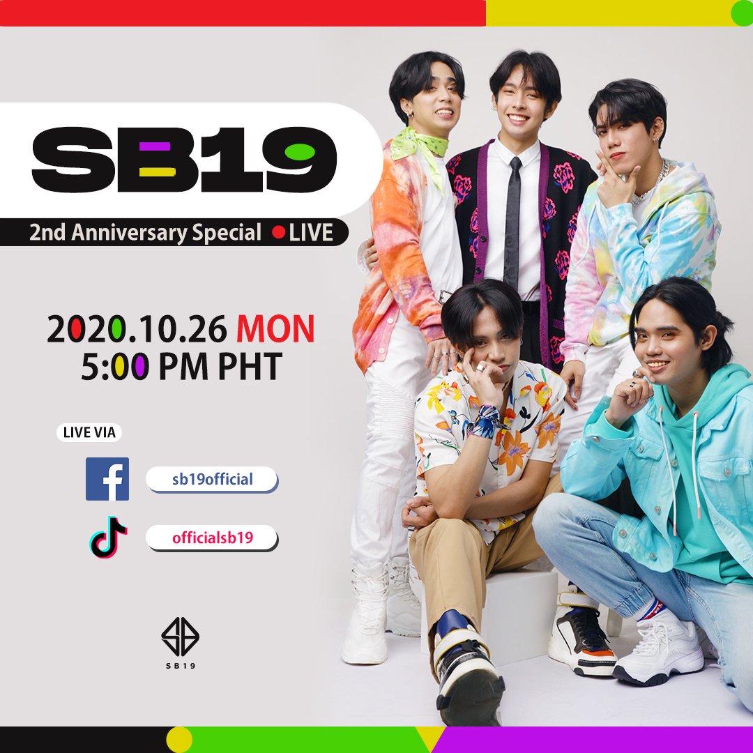 SB19Official's tweet photo. 🗓 #SB192ndAnniversary 

SB19 is celebrating their second year 2gether as a group! Join us this Monday, October 26 on Facebook and TikTok Live! See you, A'TIN 💙

#SB19 #SB19_JUSTIN #SB19_JOSH #SB19_SEJUN #SB19_KEN #SB19_STELL https://t.co/HHWxcWOmEo