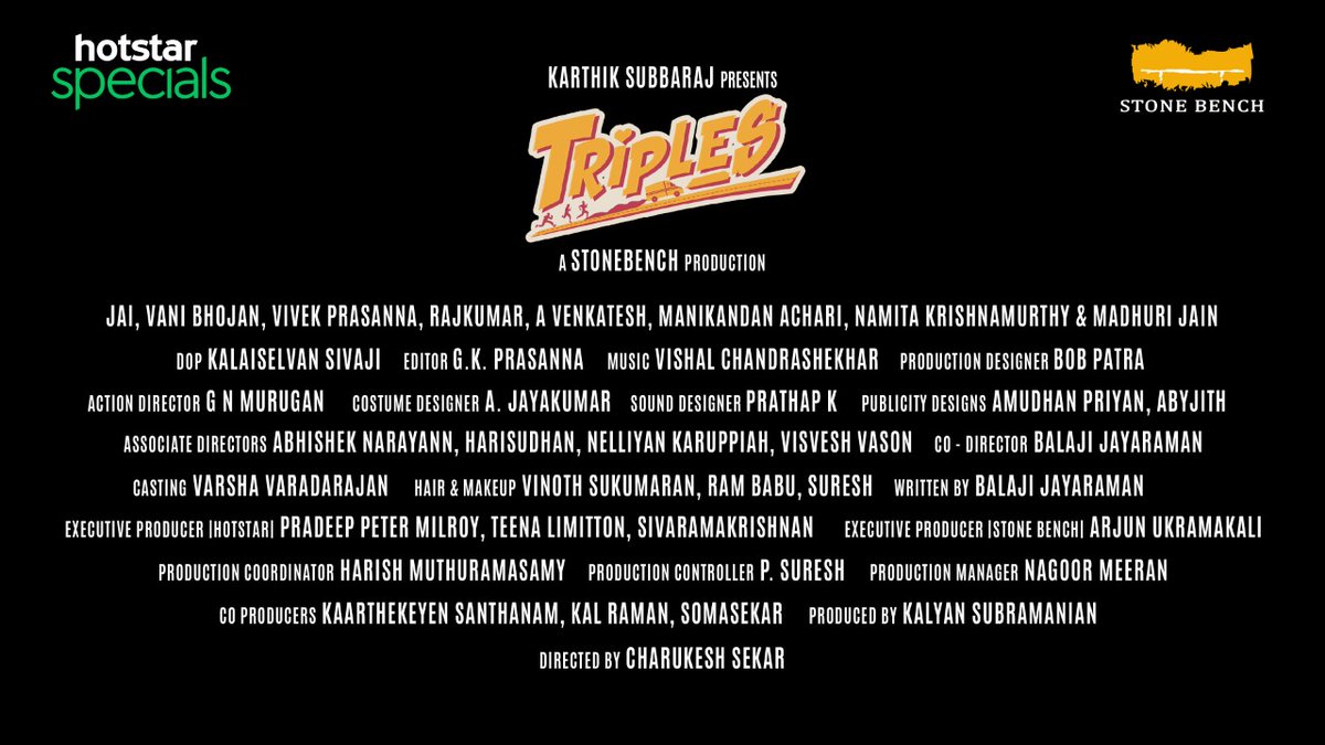 Here's the teaser of #Triples - a dedication to 'Crazy Mohan' sir style of comedy. Stars <a href="/Actor_Jai/">Jai</a> , <a href="/vanibhojanoffl/">Vani Bhojan</a> , Directed by <a href="/CharukeshSekar/">Charukesh Sekar</a> written by <a href="/balajitweets4u/">Balaji</a> &amp; Produced by <a href="/kalyanshankar/">Kalyan Shankar</a> and <a href="/stonebenchers/">Stone Bench</a>
Streaming soon <a href="/DisneyplusHSVIP/">Disney+ Hotstar VIP</a>

youtu.be/gP1BDj_uCCg