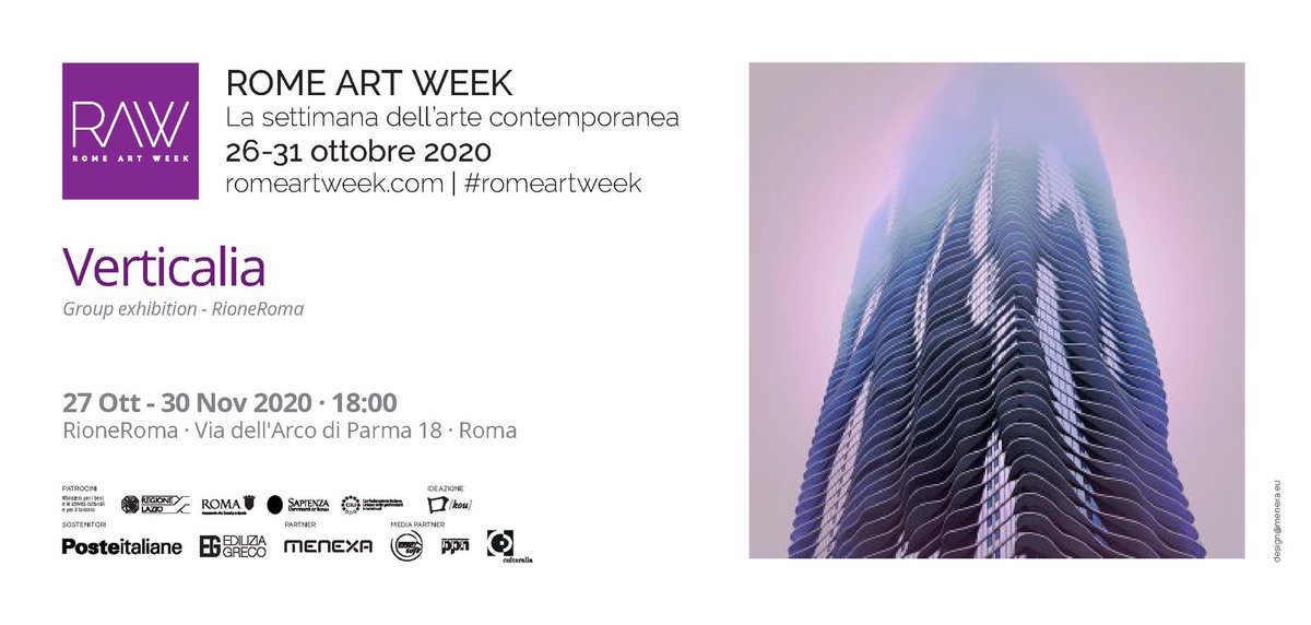 OrbitArte's tweet photo. 27 Ottobre 2020 - #VERTICALIA a cura di Liliana Spadaro @ RioneRoma h 18:00 
Saranno osservate tutte le disposizioni contro la diffusione del virus COVID-19, è gradita la prenotazione, per il giorno di inaugurazione e per i giorni successivi, scrivendo a rioneroma@gmail.com https://t.co/3K8FB0GFQg
