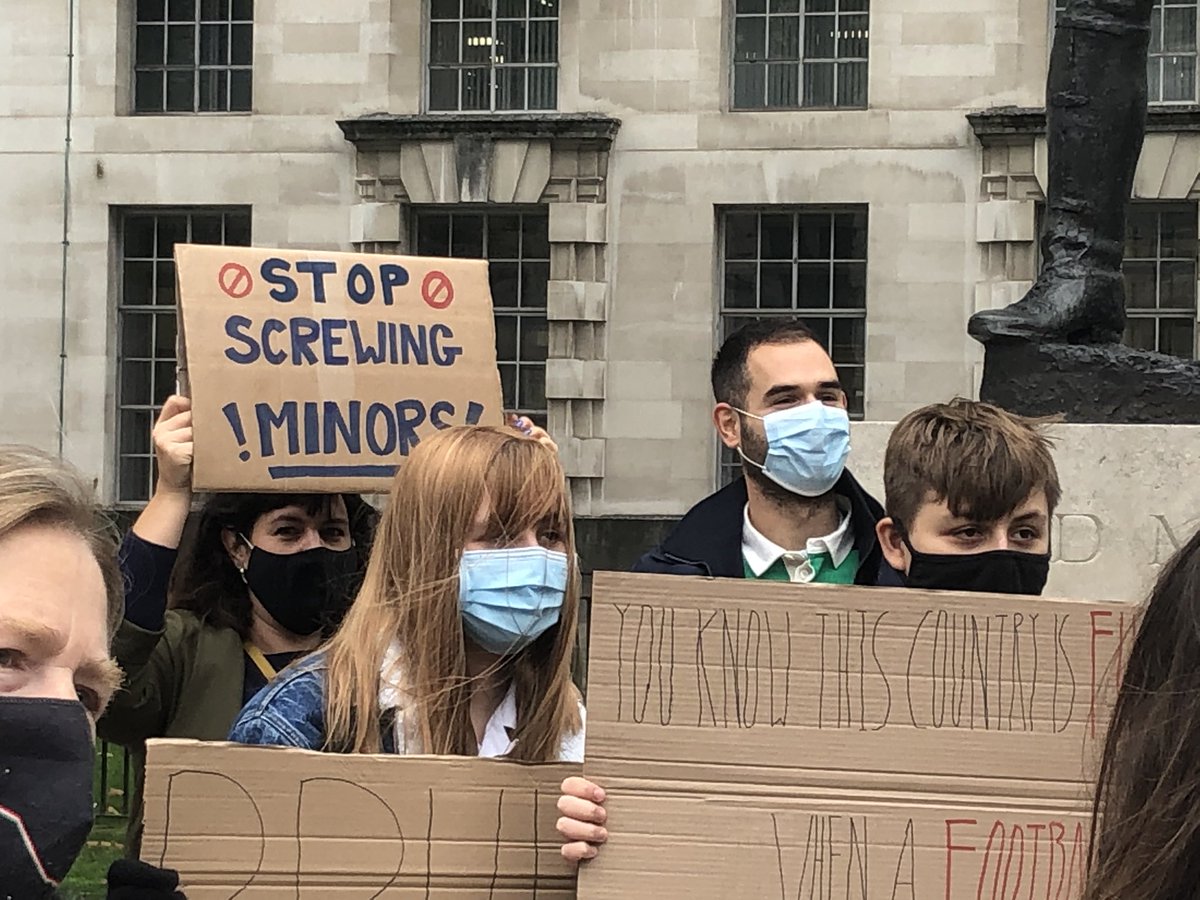 AntiRacismDay's tweet photo. #FreeSchoolMeals protest at Downing St today - black pupils and communities will be disproportionately hit by the Tories brutal policy #BlackLivesMatter https://t.co/0GRXndywzX