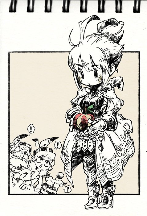 ノートの隅っこにFFCCらくがき。フィオナ王女としましま… 
