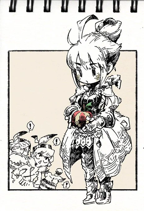 ノートの隅っこにFFCCらくがき。フィオナ王女としましま… 