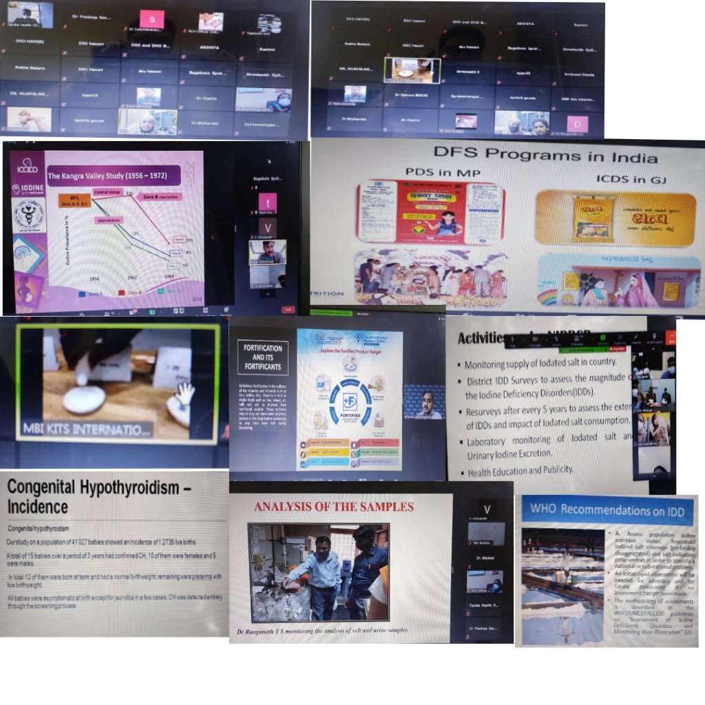 A  Webinar was organised by NIDDCP, Dept.Of Health, Karnataka, on the occasion of Global Iodine Deficiency Disorder Day &amp; Week on 25.10.20,in collaboration with Ministry of Health, Unicef, NI, AIIMS &amp; BMCRI.100 plus staff attended &amp; was successful in creating awareness on NIDDCP.