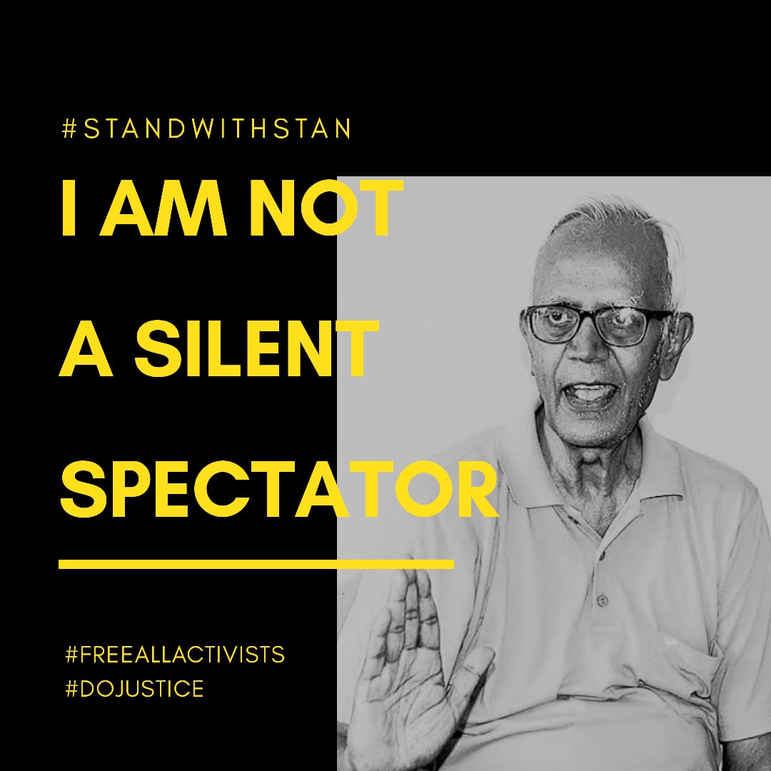 BombayJesuits's tweet photo. #StandwithStan #StandingWithThem #justice #DoJustice #activistsnotterrorists #NotSilent @JesuitJustice #justicefordalits https://t.co/gbnC5jR9Le