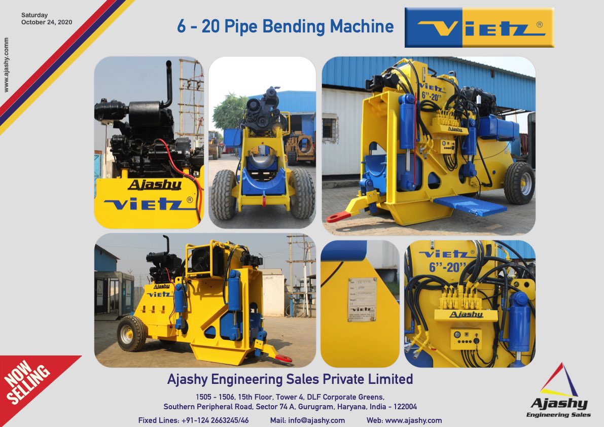AjashyEngg's tweet photo. Vietz GmbH 6 - 20 Pipe Bending Machine available for sale.
#pipebending #pipeline #oilpipeline #gaspipeline #pipelineproject #crosscountrypipeline #oilandgas #vietz #vietzgmbh #bendingmachine #pipebender #pipebender #Ajashy #Engineering #Gurugram #India #IPLOCA https://t.co/ZSi9nHOaXL