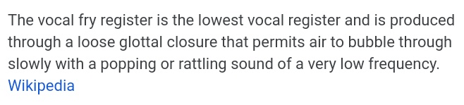 Keeping in mind, Jimin never ever uses 'belts', what he uses is 'vocal fry' or musically termed as 'creak' throughout the song, at the beginning of every line. It might seem, he is destroying his voice by applying this technique because 'fry' means burning your vocal chord ++